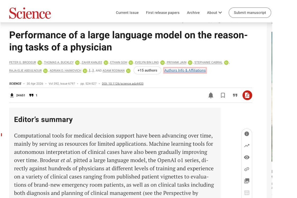 Performance d'un modèle de langage complexe sur les tâches de raisonnement d'un médecin