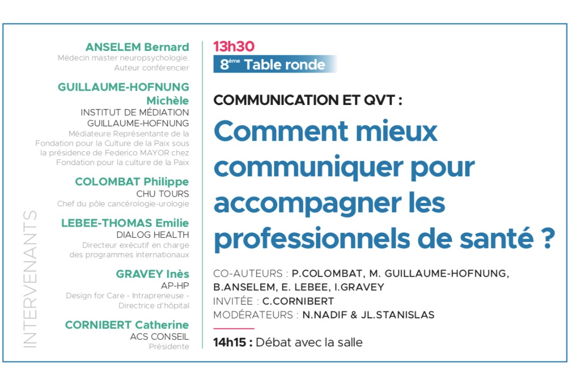 29 Mars 13h30 COMMUNICATION ET QVT : Comment mieux  communiquer pour  accompagner les  professionnels de santé ?
