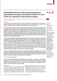 Physical distancing, face masks, and eye protection to prevent person-to-person transmission of SARS-CoV-2 and COVID-19: a systematic review and meta-analysis