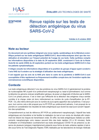 Revue rapide sur les tests de détection antigénique du virus SARS-CoV-2