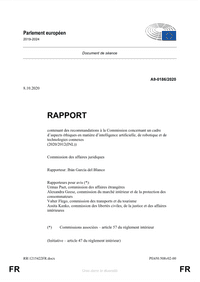RAPPORT :  contenant des recommandations à la Commission concernant un cadre d’aspects éthiques en matière d’intelligence artificielle, de robotique et de technologies connexes