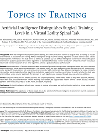 Artificial Intelligence Distinguishes Surgical Training Levels in a Virtual Reality Spinal Task