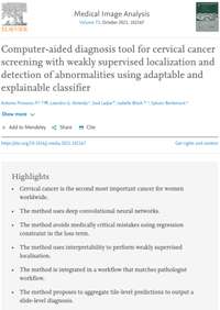 Computer-aided diagnosis tool for cervical cancer screening with weakly supervised localization and detection of abnormalities using adaptable and explainable classifier