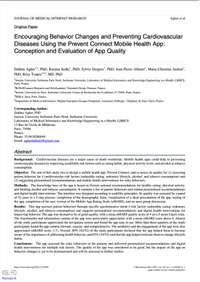 Encouraging Behavior Changes and Preventing Cardiovascular Diseases Using the Prevent Connect Mobile Health App: Conception and Evaluation of App Quality