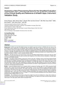 Assessing a New Prescreening Score for the Simplified Evaluation of the Clinical Quality and Relevance of eHealth Apps: Instrument Validation Study