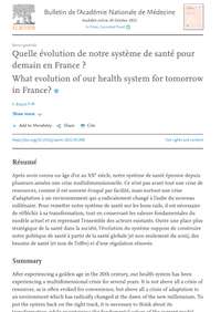 Quelle évolution de notre système de santé pour demain en France ?